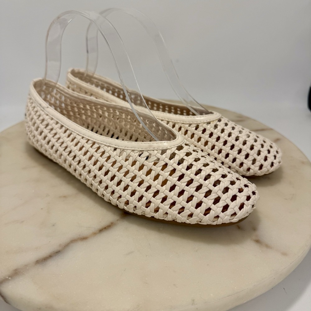 Old Navy Woven Faux Leather Lattice Ballet Flats - Women's Size 7 Bone